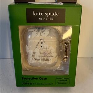 kate spade White Floral AirPods Case with Key Clip